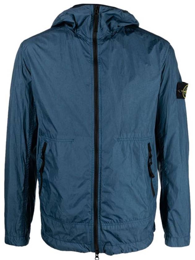 Men's Wappen Patch Nylon Hooded Jacket Blue - STONE ISLAND - BALAAN 2