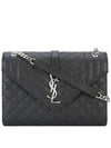 Envelope Medium Chain Bag in Mix Matelasse Grain De Poudre Embossed Leather Black - SAINT LAURENT - BALAAN 1