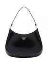 Triangular Logo Cleo Brushed Leather Shoulder Bag Black - PRADA - BALAAN 2