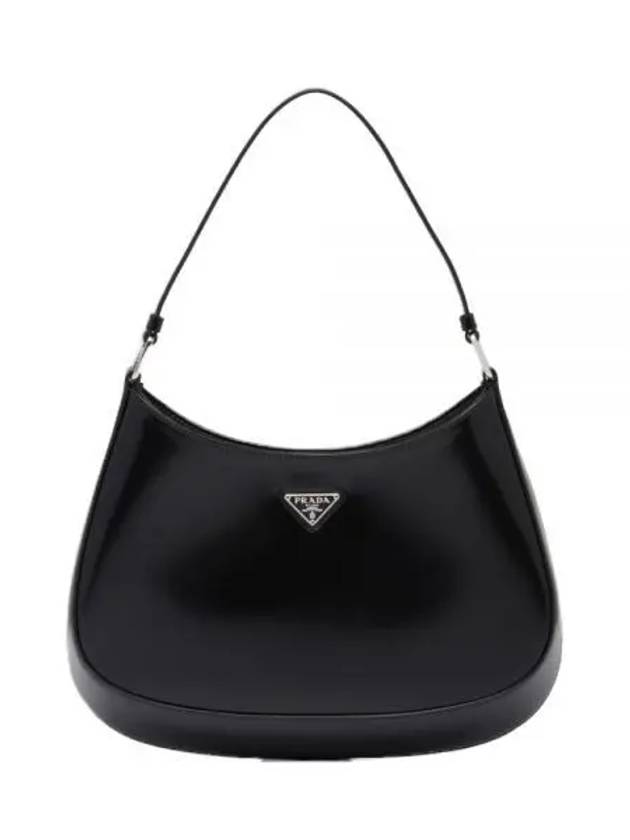 Triangular Logo Cleo Brushed Leather Shoulder Bag Black - PRADA - BALAAN 2