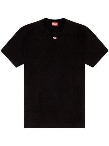 Embroidered D Patch Short Sleeve T-Shirt Black - DIESEL - BALAAN 1