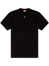 Embroidered D Patch Short Sleeve T-Shirt Black - DIESEL - BALAAN 1