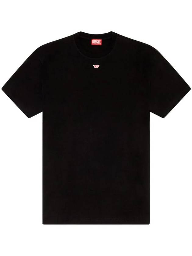 Embroidered D Patch Short Sleeve T-Shirt Black - DIESEL - BALAAN 1