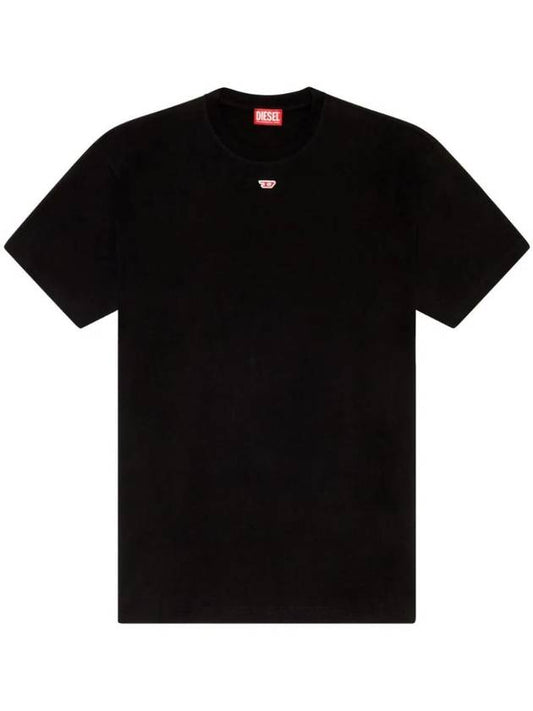 Embroidered D Patch Short Sleeve T-Shirt Black - DIESEL - BALAAN 1