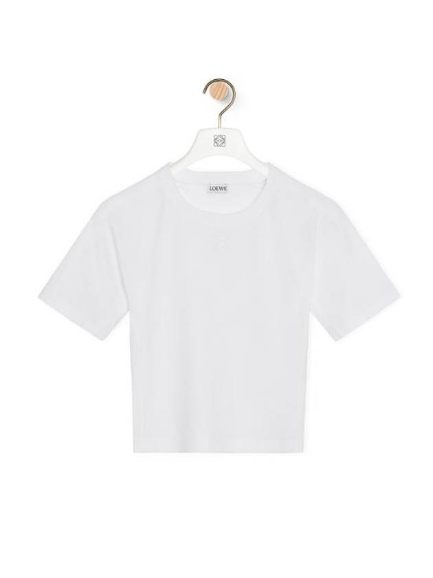 Cotton Cropped Short Sleeve T-Shirt White - LOEWE - BALAAN 1