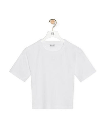 Cotton Cropped Short Sleeve T-Shirt White - LOEWE - BALAAN 1