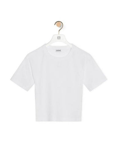 Cotton Cropped Short Sleeve T-Shirt White - LOEWE - BALAAN 1