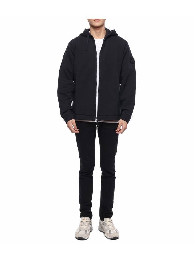 Ghost Piece Cotton Wool Fleece Zip Up Hoodie Navy - STONE ISLAND - BALAAN 4