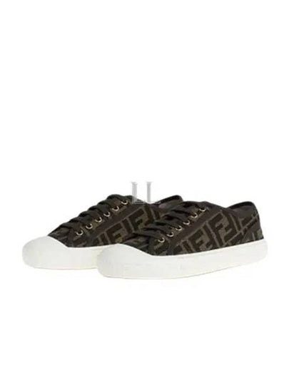 FF Motif Jacquard Low-Top Sneakers Brown - FENDI - BALAAN 2