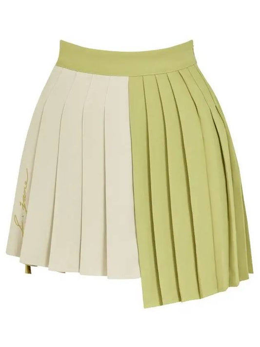 Women s Golf Wear Asymmetric Color Pleated Skirt Olive Green - J JANE - BALAAN 2