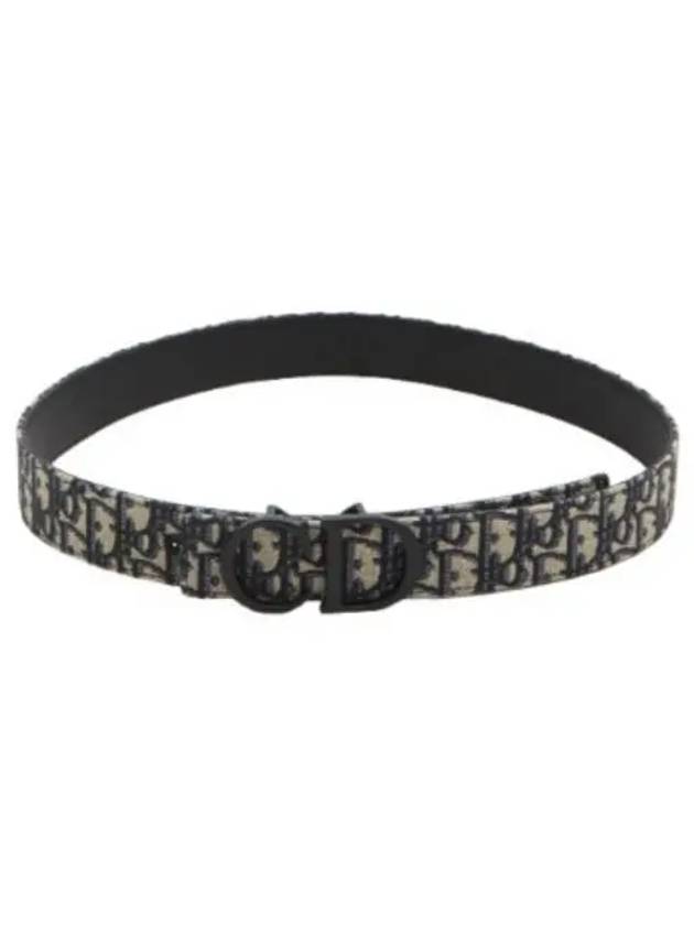 CD Oblique Jacquard Calfskin 35mm Reversible Belt Black Beige - DIOR - BALAAN 2