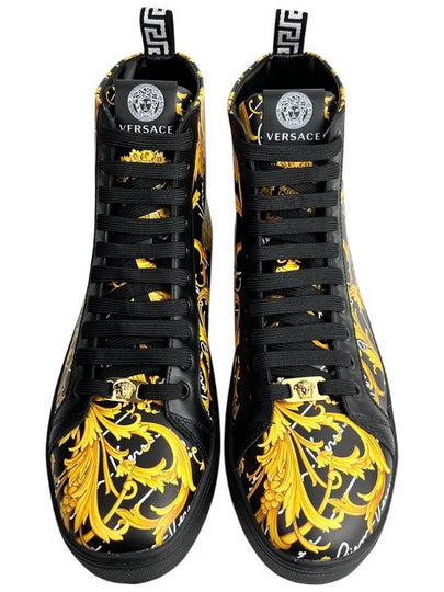 Barocco Print Leather High Top Sneakers Black - VERSACE - BALAAN 2