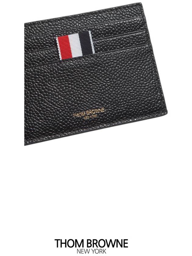 Pebble Grain Leather Stripe Note Compartment Card Wallet Black - THOM BROWNE - BALAAN 6