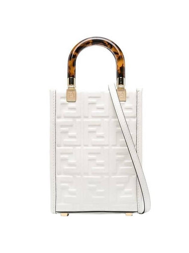 Sunshine FF Motif Small Leather Tote Bag White - FENDI - BALAAN 1