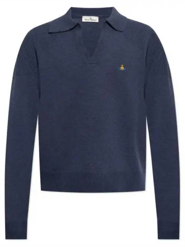 Football Polo Wool Knit Top Navy - VIVIENNE WESTWOOD - BALAAN 2