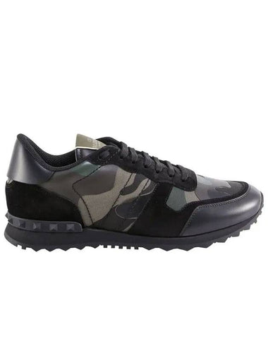 Rockrunner Camouflage Low-Top Sneakers Black - VALENTINO - BALAAN 1