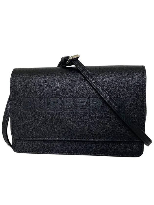 Hampshire Logo Flap Cross Bag Black - BURBERRY - BALAAN 2