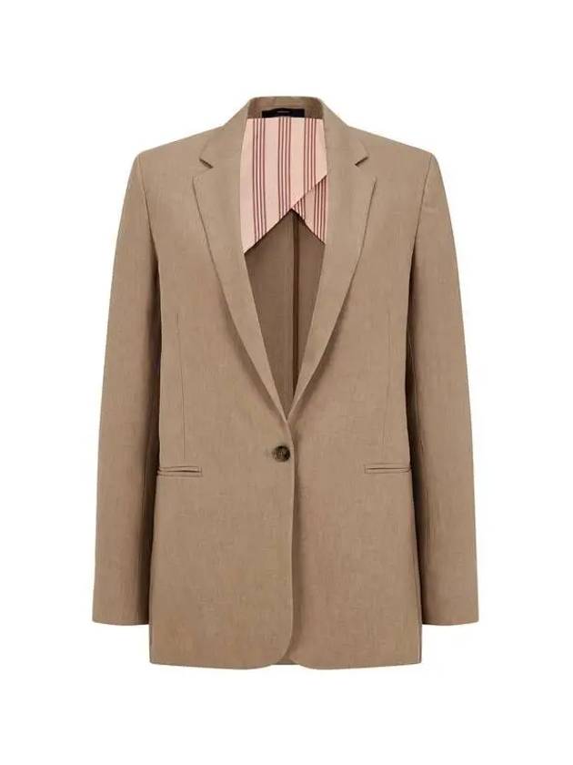 Women s Narrow Lapel Linen Jacket Light Brown 270197 - PAUL SMITH - BALAAN 1