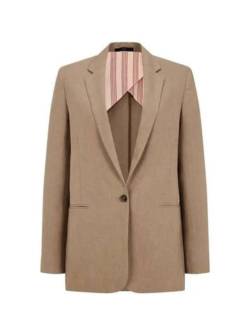 Women s Narrow Lapel Linen Jacket Light Brown 270197 - PAUL SMITH - BALAAN 1