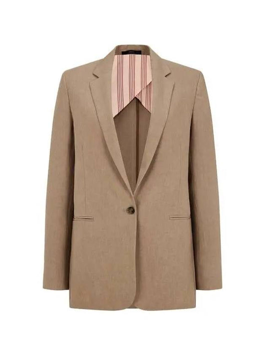 Women s Narrow Lapel Linen Jacket Light Brown 270197 - PAUL SMITH - BALAAN 1