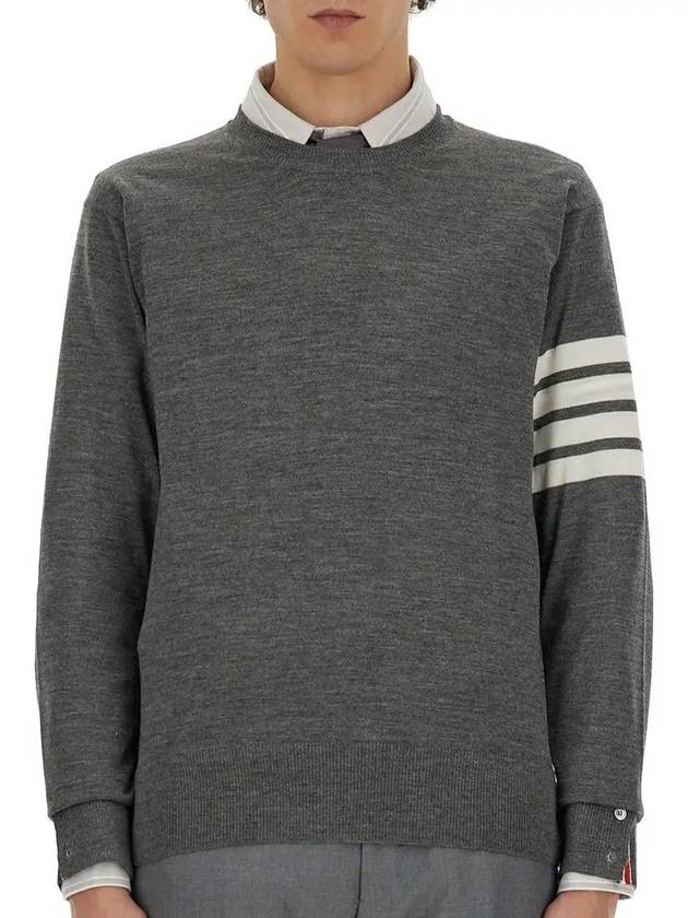 4 Bar Armband Classic Merino Wool Knit Top Medium Grey - THOM BROWNE - BALAAN 3