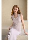 Caisienne Slim Fit Sleeveless Slit Unbalanced Knit Dress_Languid Lavender - CAHIERS - BALAAN 5