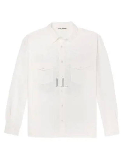 Logo Graphic Print Button Up Long Sleeve Shirt White - ACNE STUDIOS - BALAAN 2