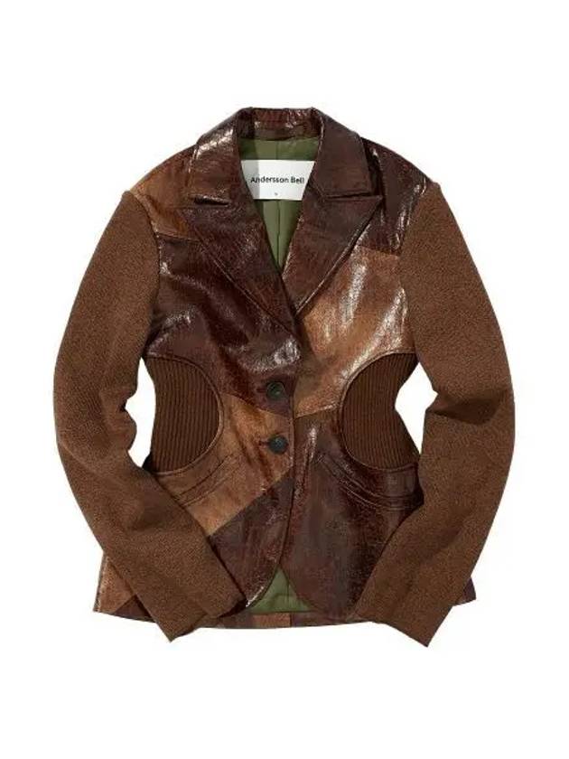 for WOMEN Becca Four Leather Patch Jacket awa521w BROWN - ANDERSSON BELL - BALAAN 1