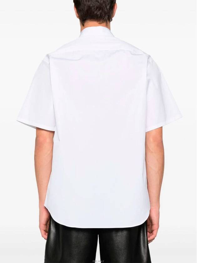 Triangle Logo Pocket Regular Fit Cotton Short Sleeve Shirt White - PRADA - BALAAN 4