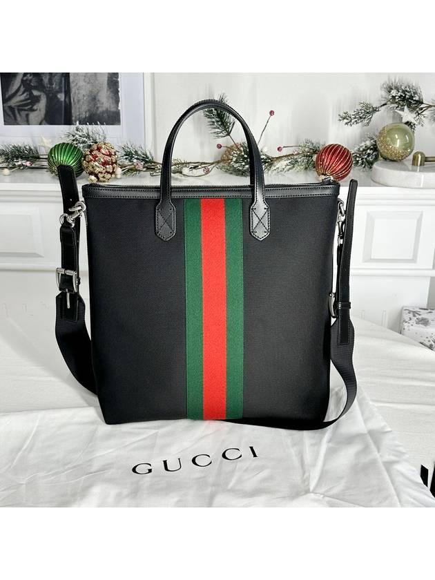 Stripe Two Way Tote Bag Black - GUCCI - BALAAN 2