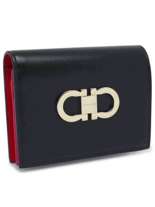 Double Gancio Half Wallet Black - SALVATORE FERRAGAMO - BALAAN 2