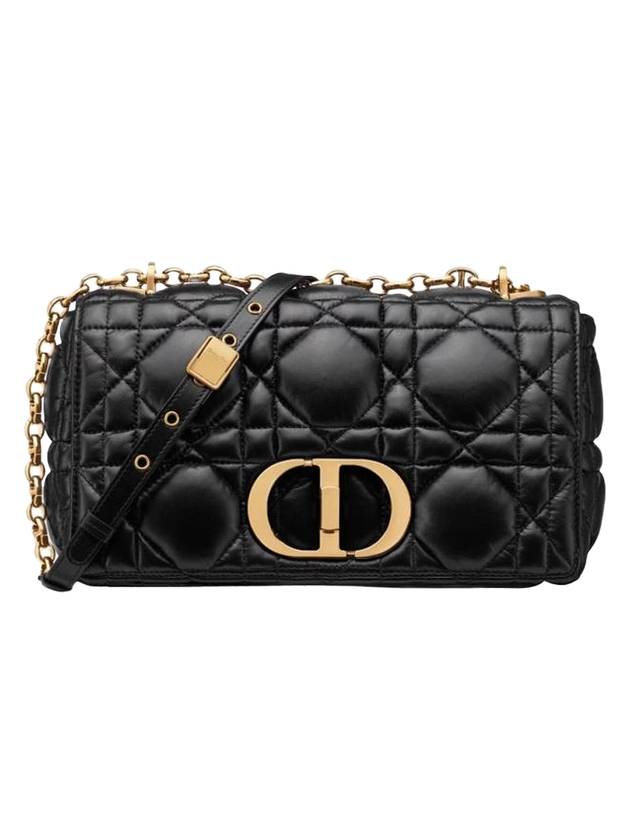 Caro Quilted Supple Cannage Calfskin Medium Cross Bag Black - DIOR - BALAAN 1