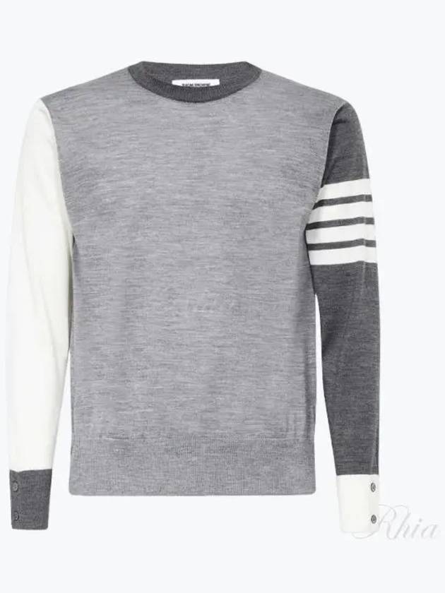 Classic 4 Bar Merino Wool Knit Top Tonal Grey - THOM BROWNE - BALAAN 2