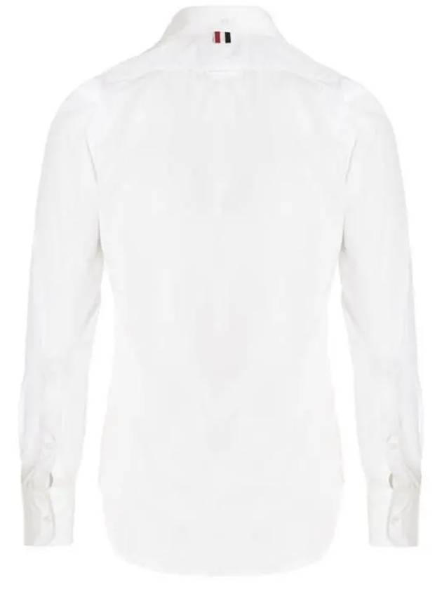 Men's Grosgrain Placket Solid Poplin Long Sleeve Shirt White - THOM BROWNE - BALAAN 5