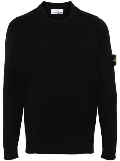 Raw Hand Cotton Crewneck Knit Top Black - STONE ISLAND - BALAAN 2