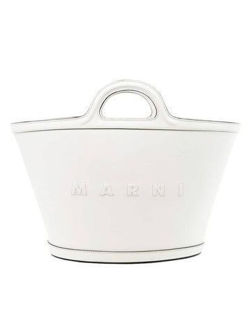 Tropicalia Small Leather Tote Bag White - MARNI - BALAAN 1