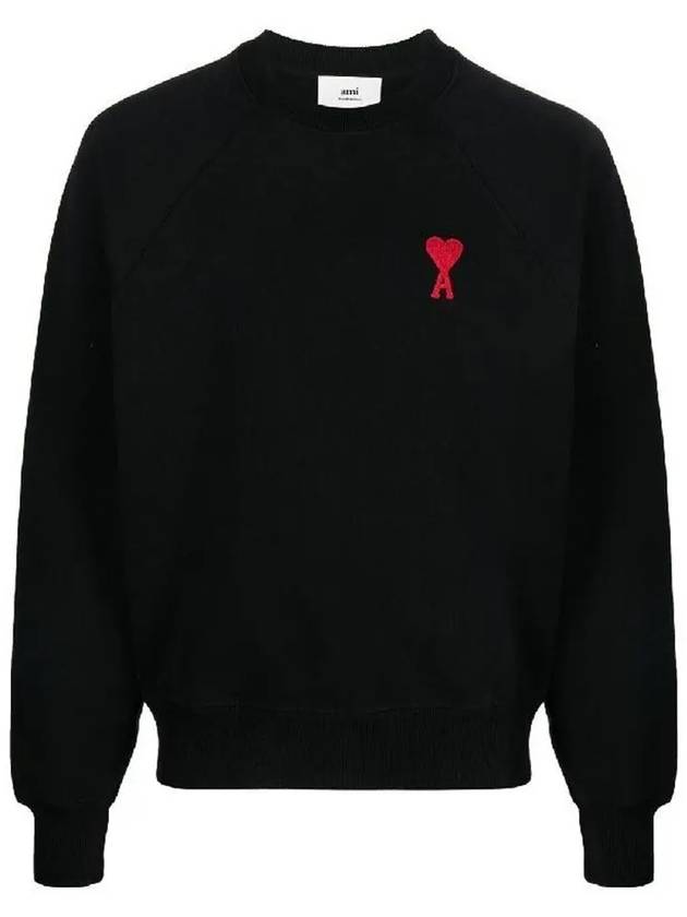 Men's Heart Logo Cotton Sweatshirt Black - AMI - BALAAN 2