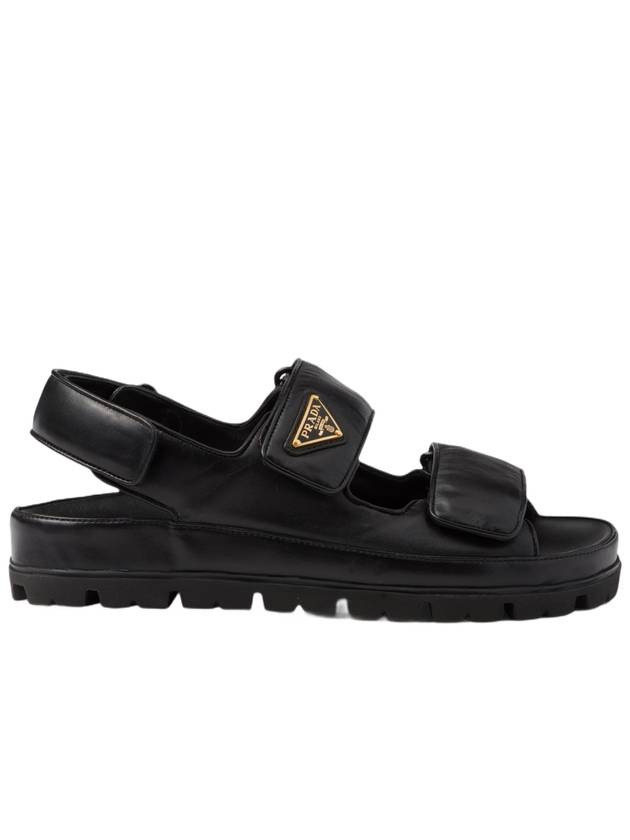 Flat Nappa Leather Sandals Black - PRADA - BALAAN 2