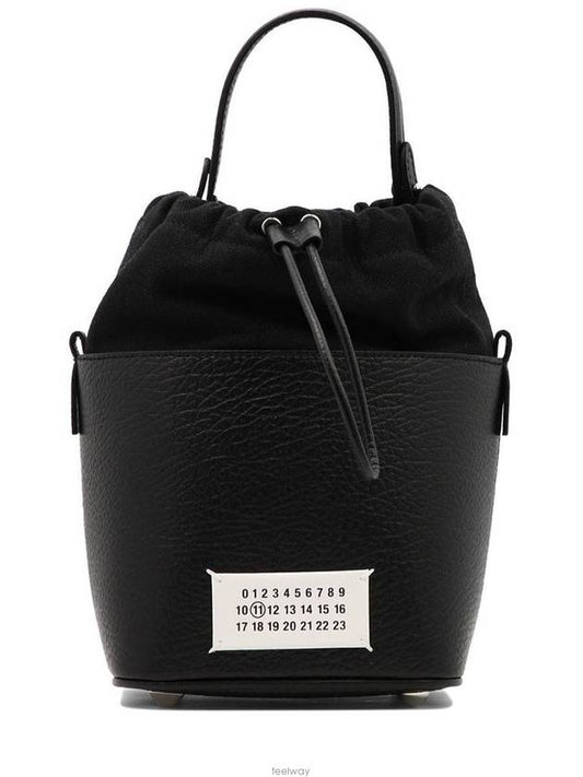 5AC Number Logo Texture Leather Bucket Bag Black - MAISON MARGIELA - BALAAN 2