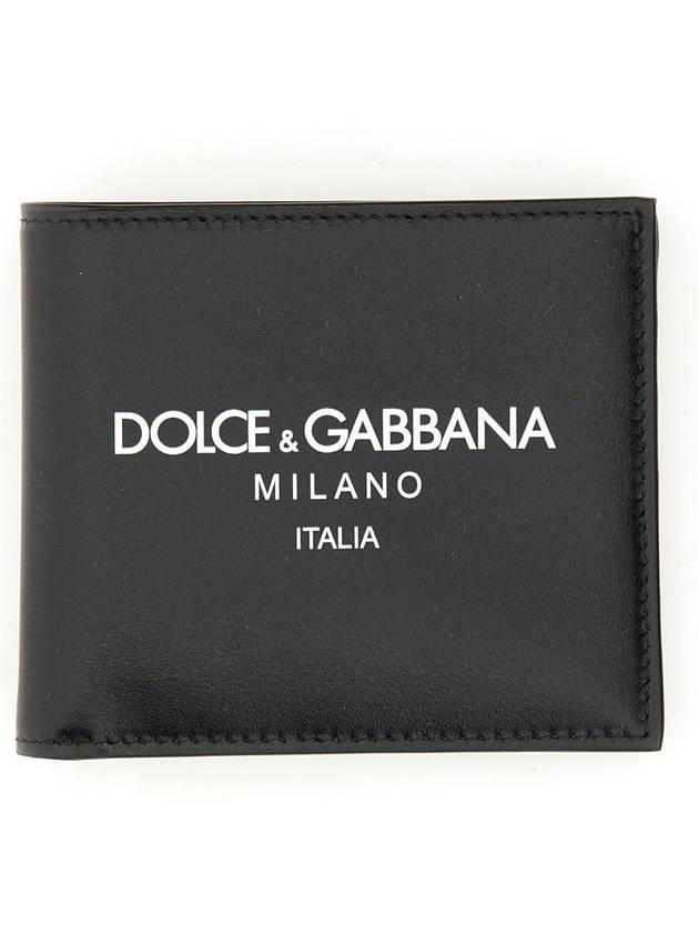 Logo Print Leather Wallet Black - DOLCE&GABBANA - BALAAN 3