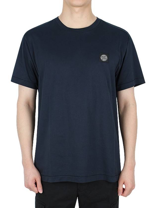 Slimfit Cotton Jersey Short Sleeve T-shirt Navy - STONE ISLAND - BALAAN 3