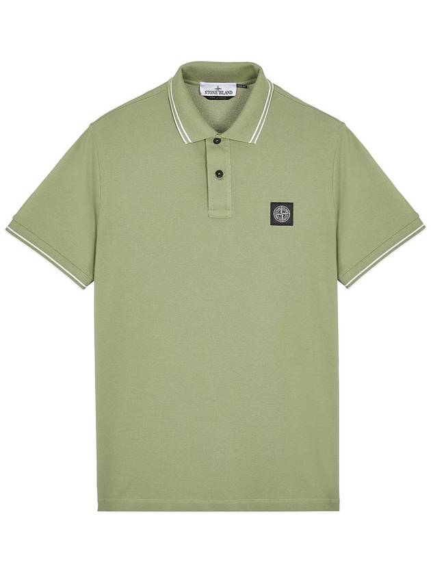 Men's Logo Patch Lining Short Sleeve Polo Shirt Sage Green - STONE ISLAND - BALAAN 2