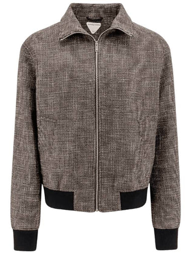 Pied De Poule Blouson Zip Up Jacket Black Charcoal - BOTTEGA VENETA - BALAAN 1