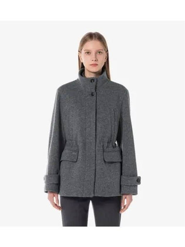 Women s Wool High Neck Coat Charcoal Gray - LACOSTE - BALAAN 1