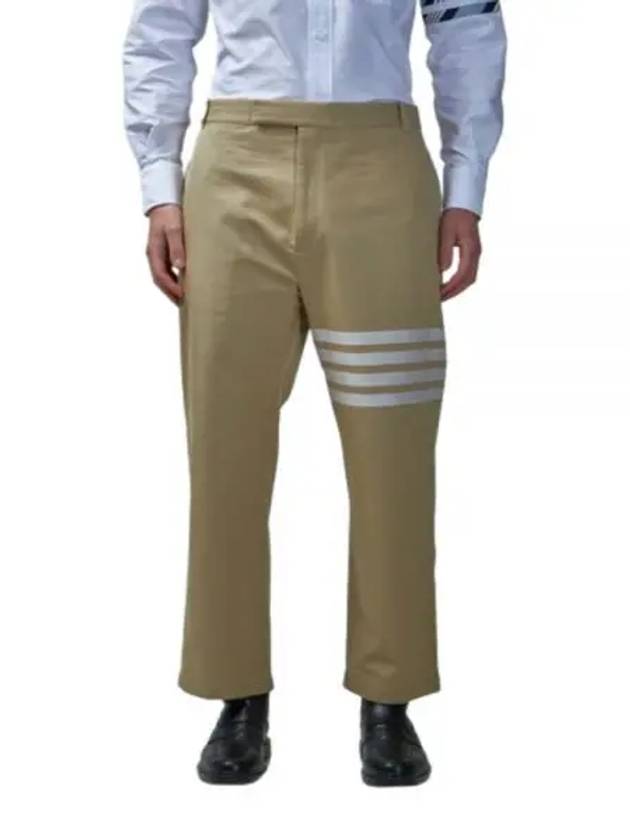 4 Bar Stripe Cotton Straight Pants Beige - THOM BROWNE - BALAAN 2