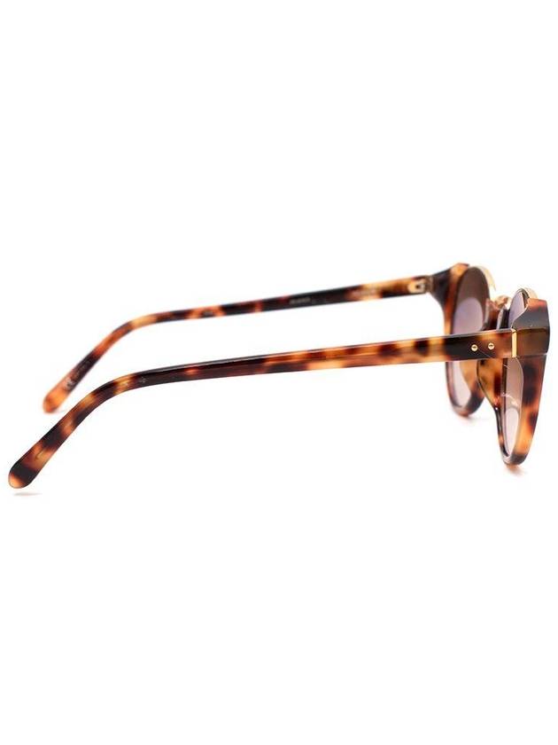 Dark Havana Gold Tone Metal Round Lens Sunglasses - LINDA FARROW - BALAAN 3