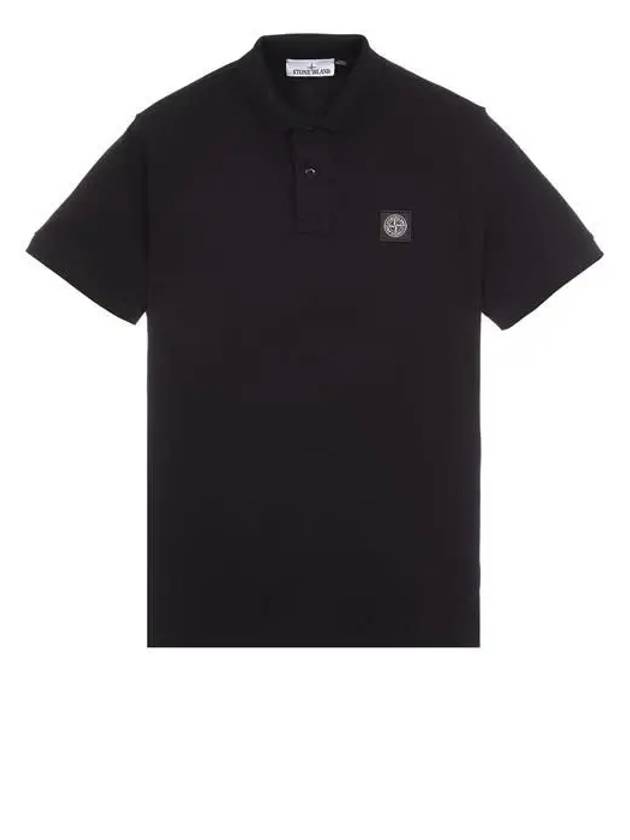 Pique Stretch Cotton Short Sleeve Polo Shirt Black - STONE ISLAND - BALAAN 2