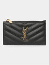 Monogram Fragment Zipper Card Wallet Black - SAINT LAURENT - BALAAN 4