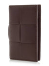 Intrecciato Cassette Leather Flap Card Wallet Brown - BOTTEGA VENETA - BALAAN 3