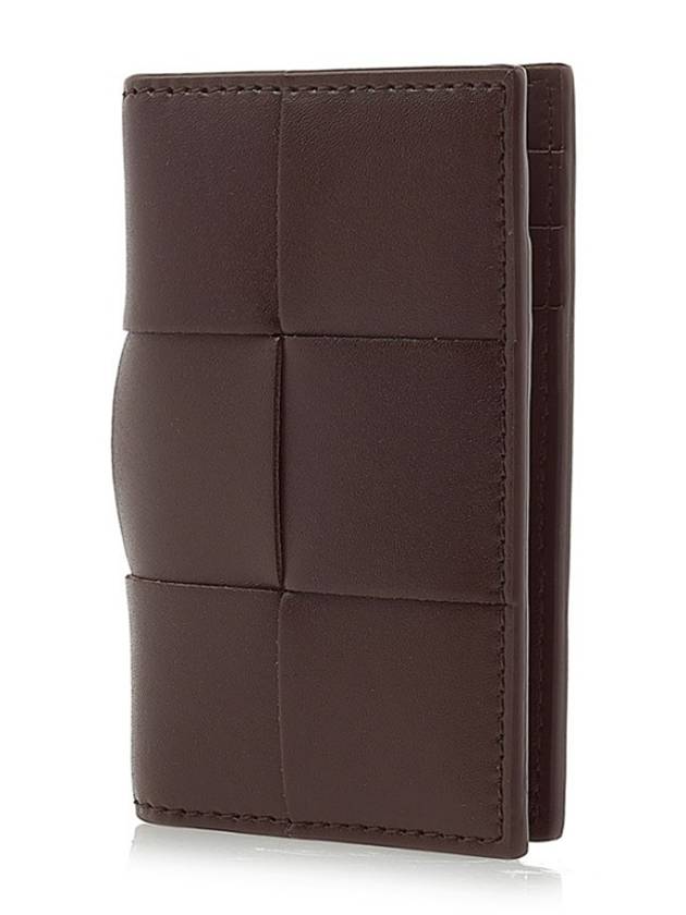 Intrecciato Cassette Leather Flap Card Wallet Brown - BOTTEGA VENETA - BALAAN 3